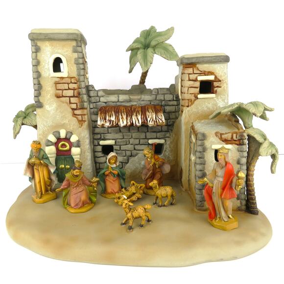 Fontanini Lighted Ceramic Nativity Scene Roman Inc 2004 #50404 Christmas Display - Picture 1 of 16
